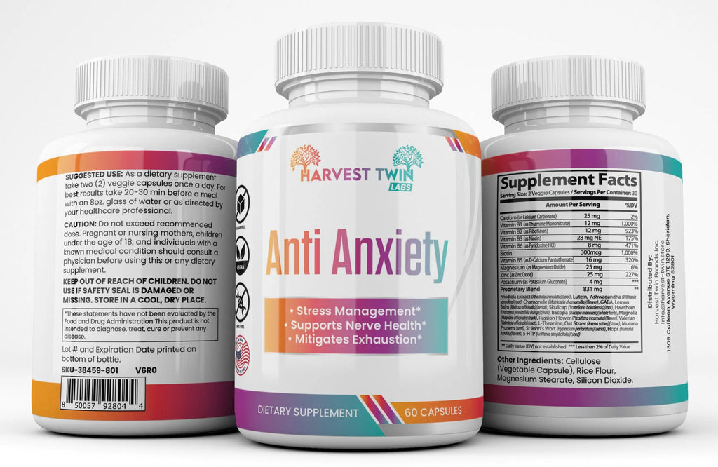 Anti-Anxiety Supplement for Stress Reduction, Cortisol Levels,