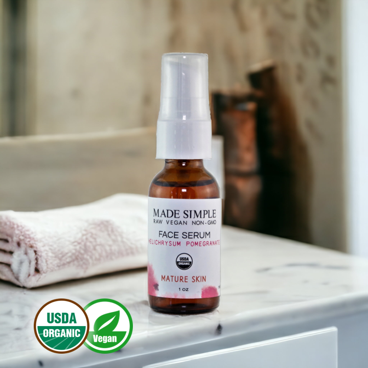 FACE SERUM - Helichrysum Pomegranate for Mature Skin - Organic & Vegan
