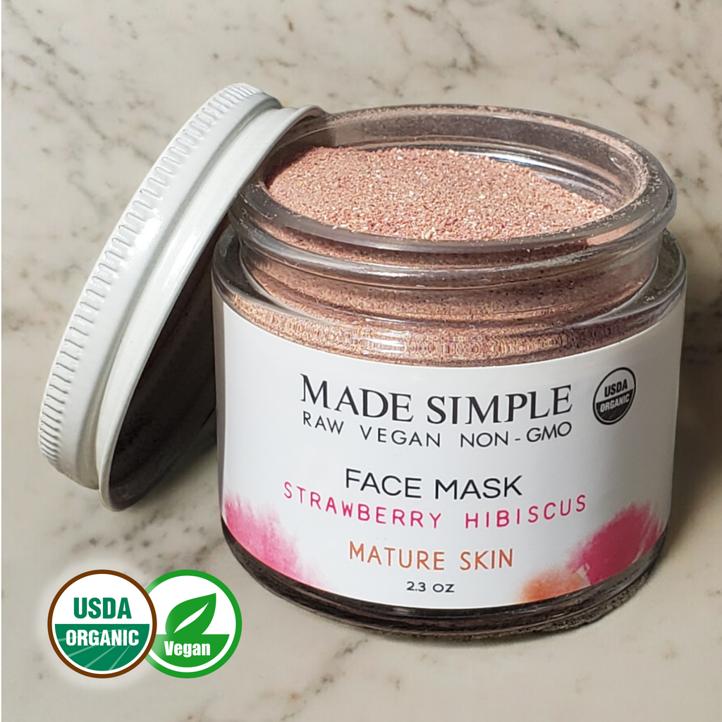 FACE MASK - Strawberry Hibiscus for Mature Skin - Organic & Vegan