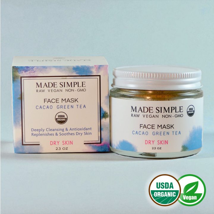 FACE MASK - Cacao Green Tea for Dry Skin - Certified Organic & Vegan