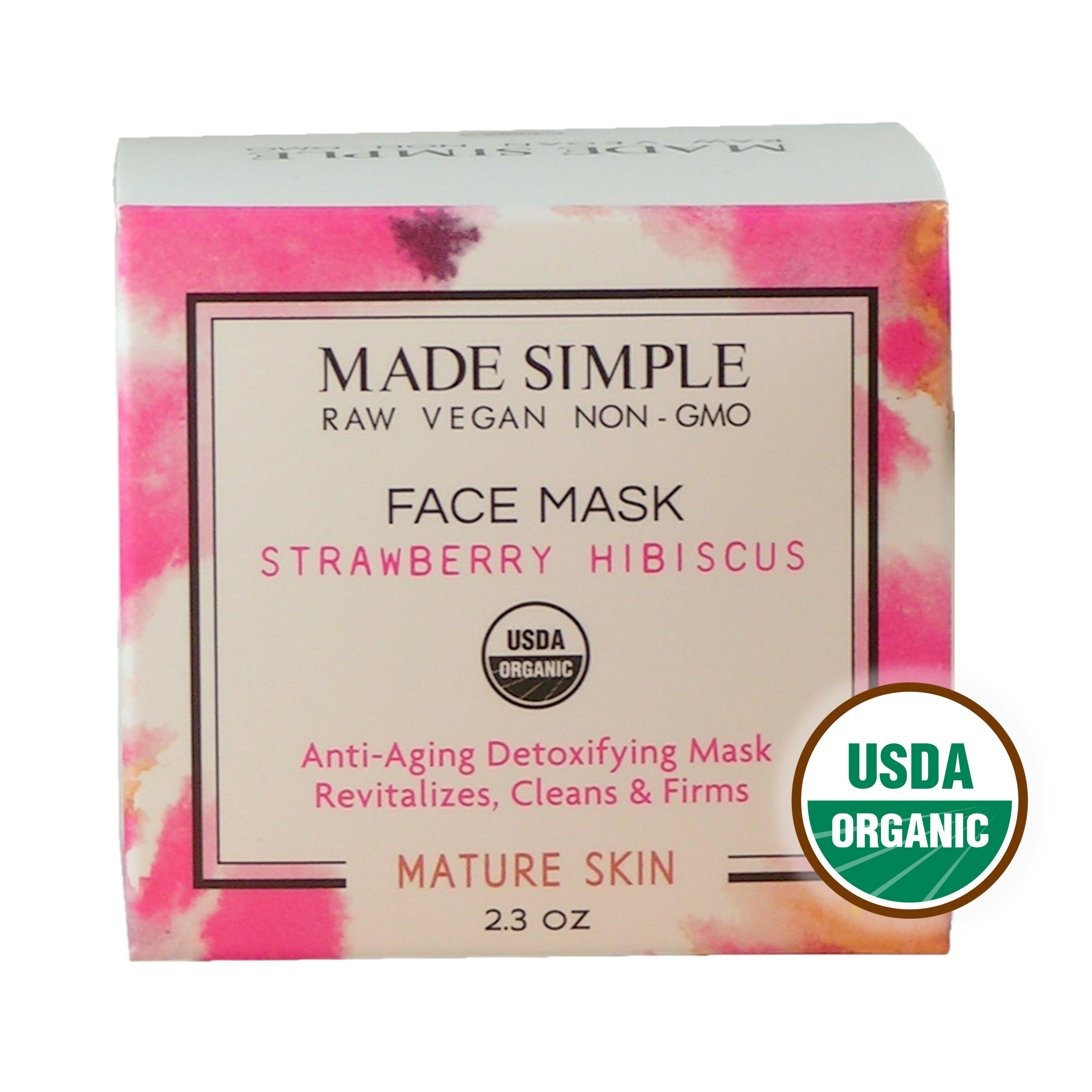 FACE MASK - Strawberry Hibiscus for Mature Skin - Organic & Vegan