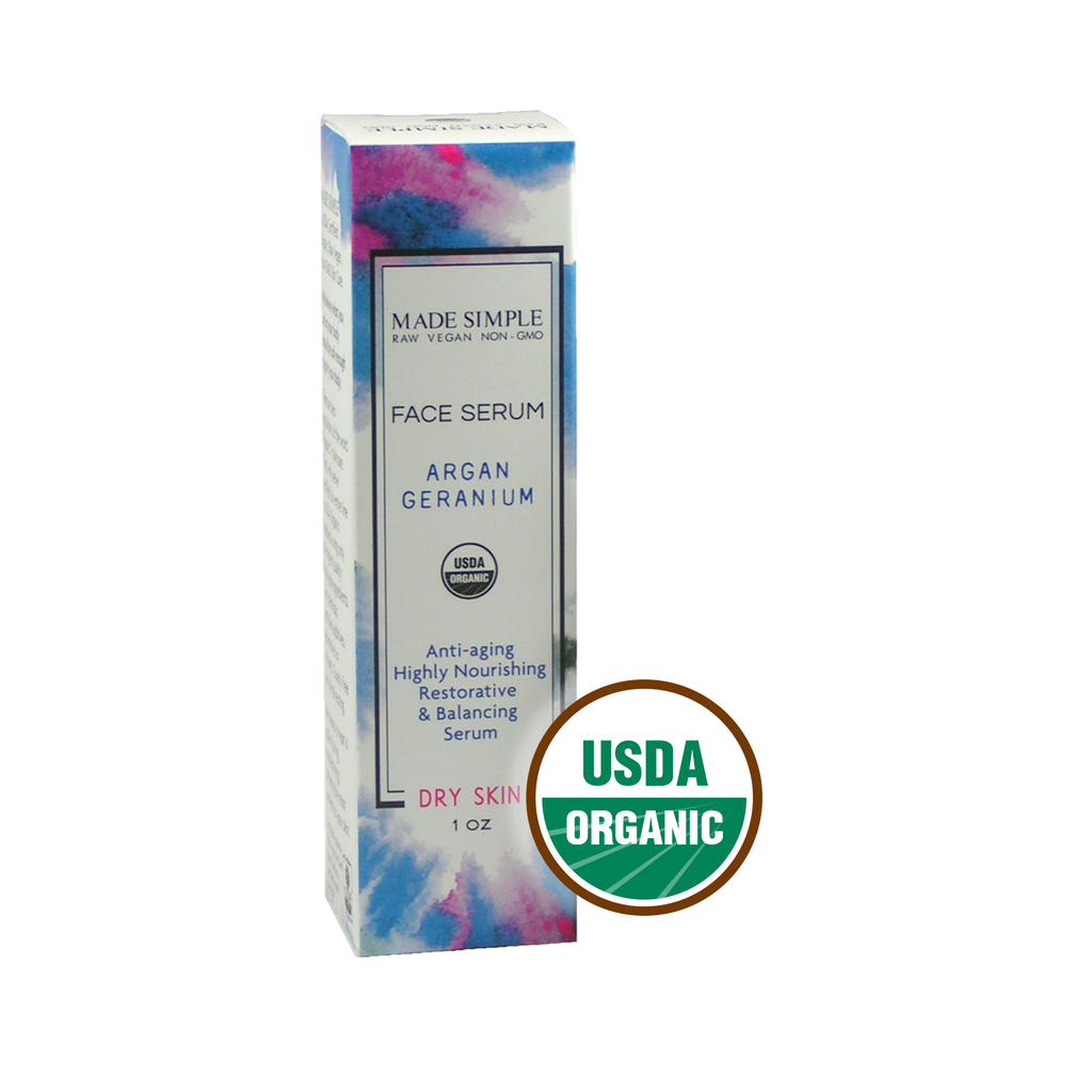 FACE SERUM - Argan Geranium for Dry Skin - Organic & Vegan
