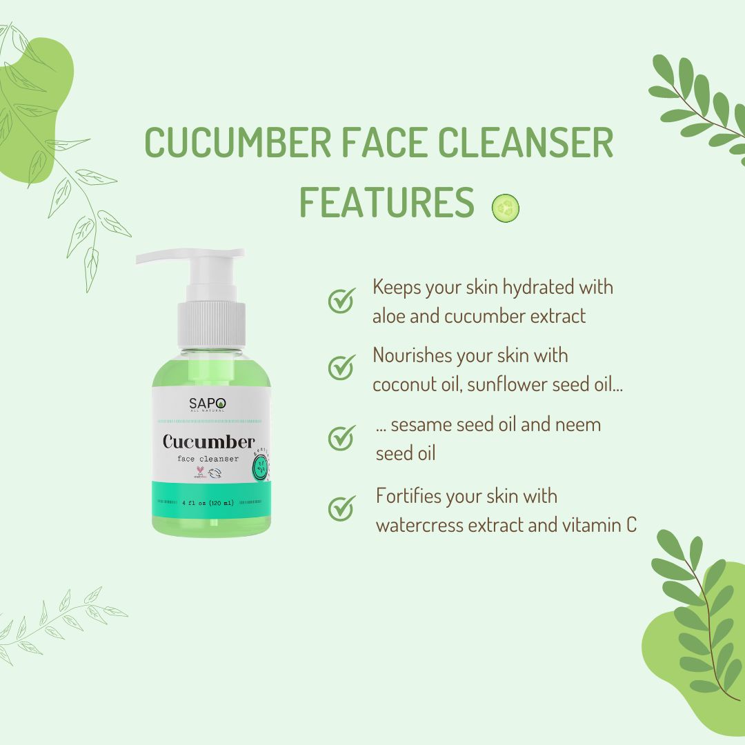 Sapo Cucumber Face Cleanser - Hydrating Gel Wash with Aloe + Neem for