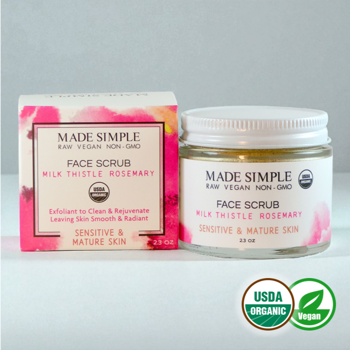 FACE SCRUB - Milk Thistle Rosemary for Mature Skin - Organic & Vegan