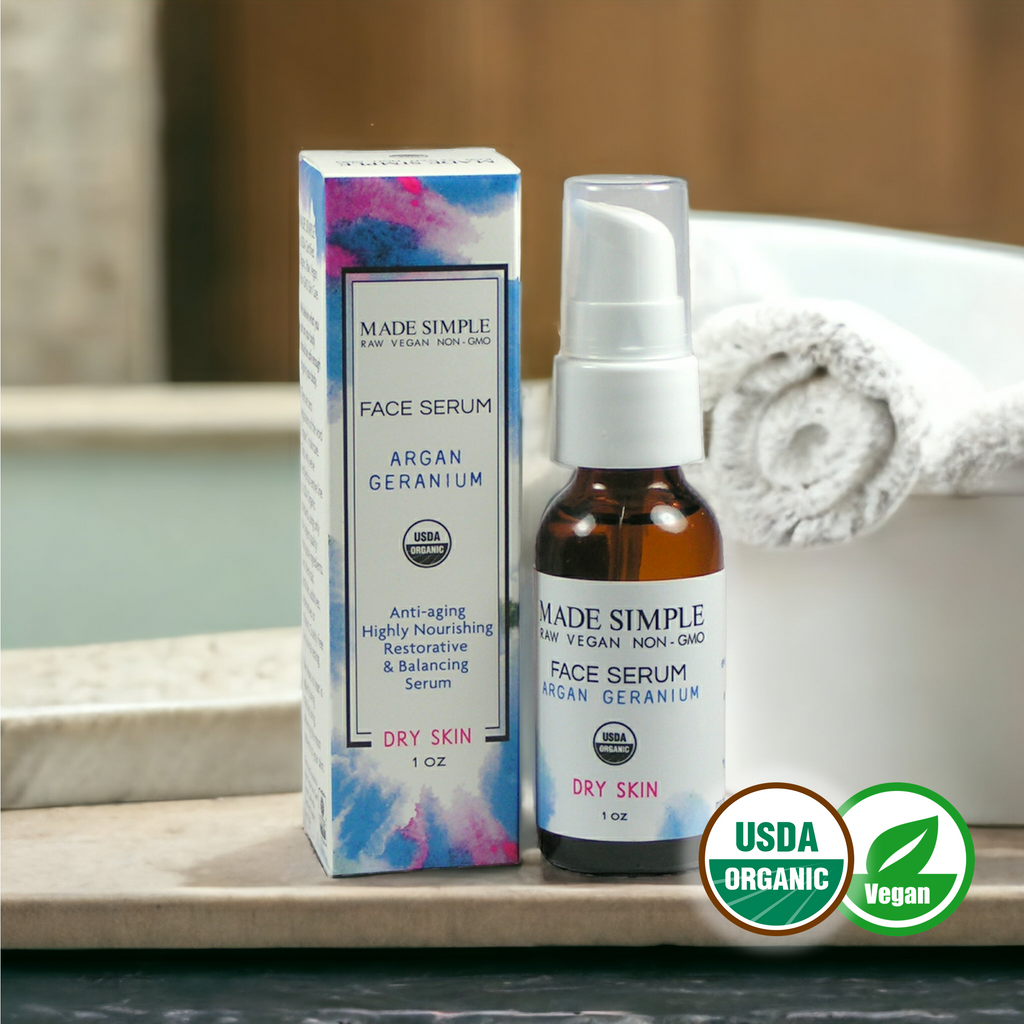 FACE SERUM - Argan Geranium for Dry Skin - Organic & Vegan