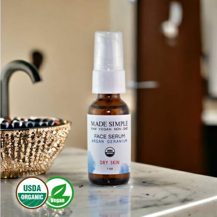 FACE SERUM - Argan Geranium for Dry Skin - Organic & Vegan