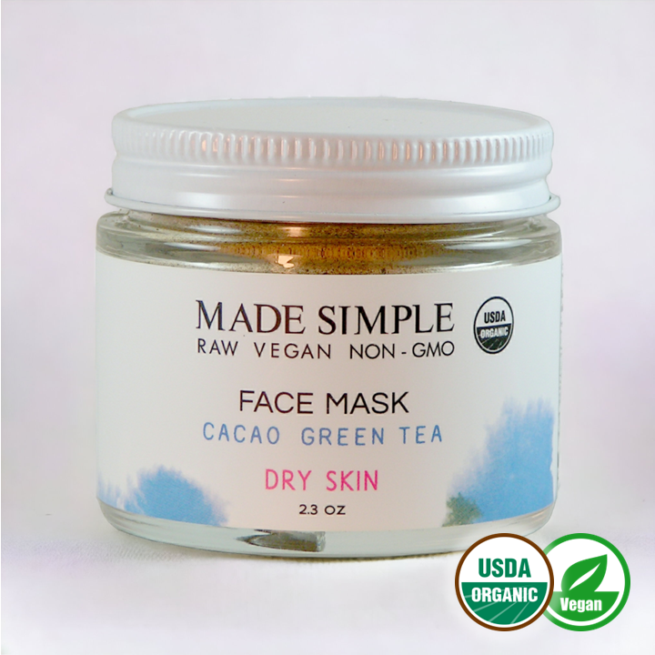 FACE MASK - Cacao Green Tea for Dry Skin - Certified Organic & Vegan