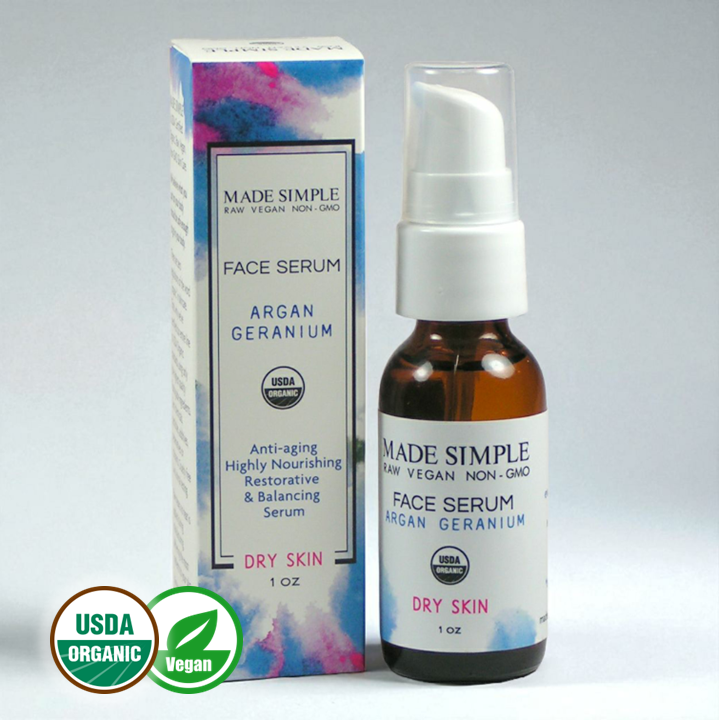 FACE SERUM - Argan Geranium for Dry Skin - Organic & Vegan