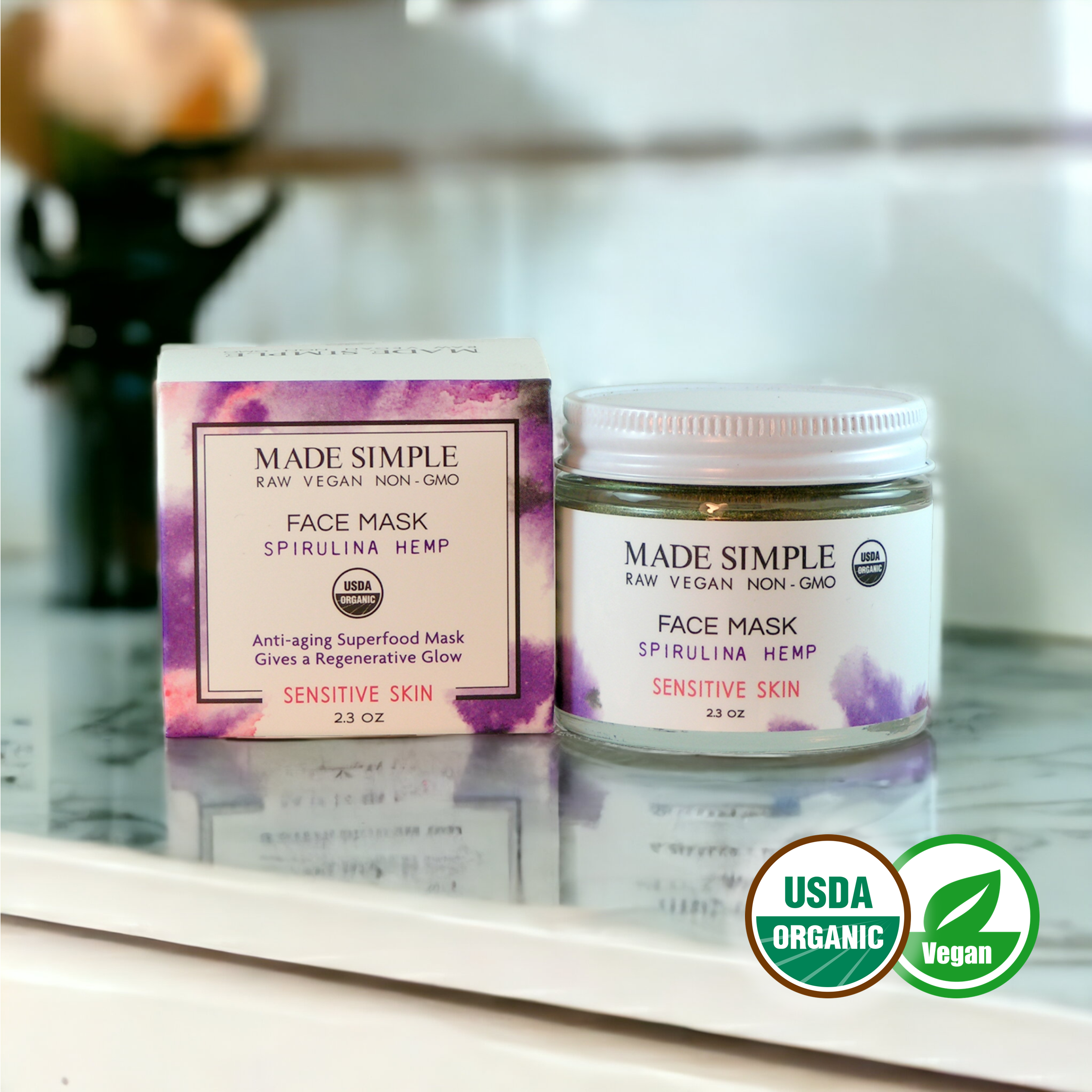 FACE MASK - Spirulina Hemp for Sensitive Skin - Organic & Vegan