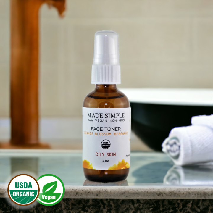 FACE TONER - Orange Blossom Bergamot for Oily Skin - Organic & Vegan