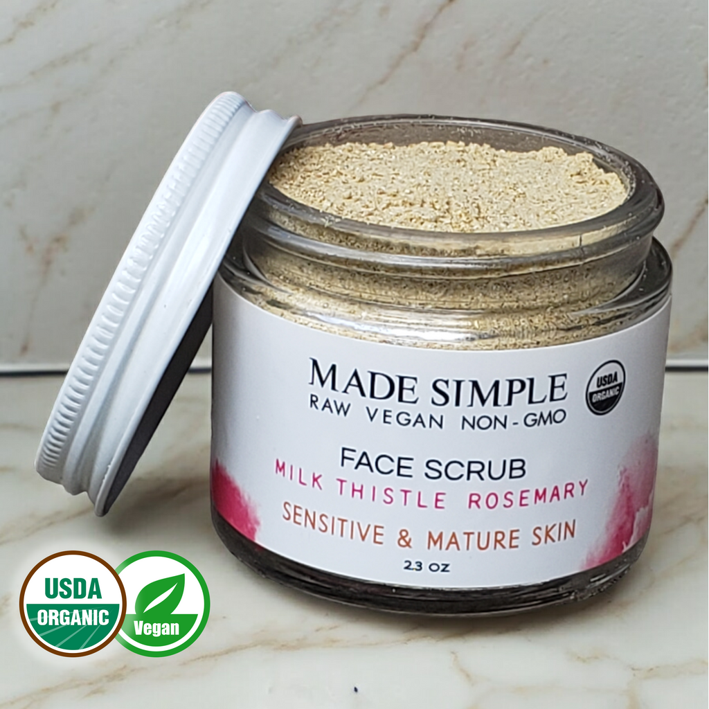 FACE SCRUB - Milk Thistle Rosemary for Mature Skin - Organic & Vegan