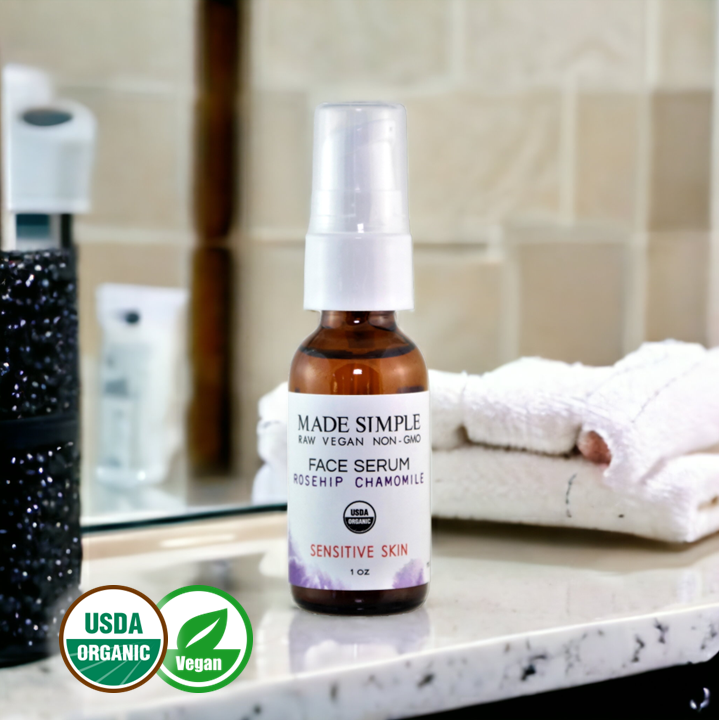 FACE SERUM - Rosehip Chamomile for Sensitive Skin - Organic & Vegan