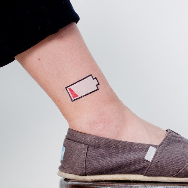 Low Battery Temporary Tattoo