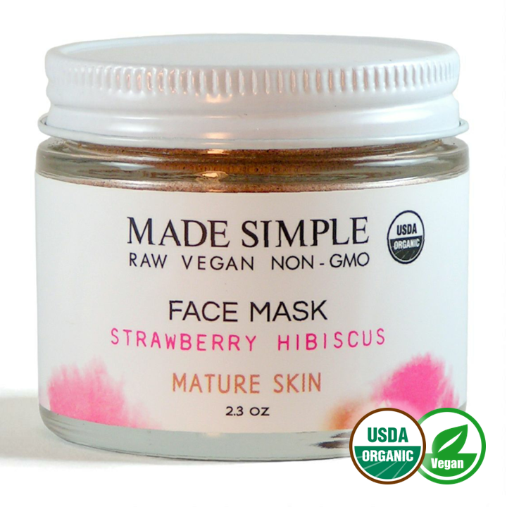 FACE MASK - Strawberry Hibiscus for Mature Skin - Organic & Vegan