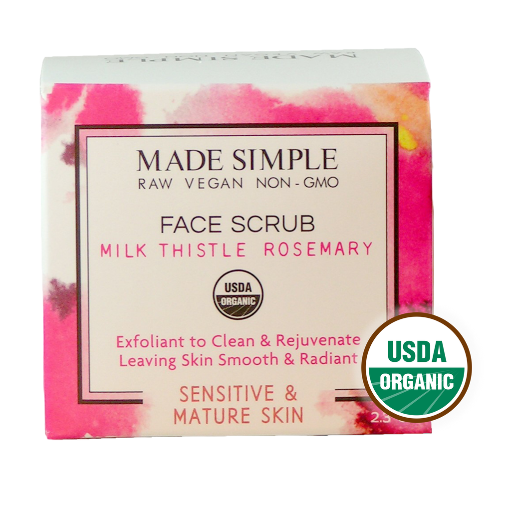 FACE SCRUB - Milk Thistle Rosemary for Mature Skin - Organic & Vegan