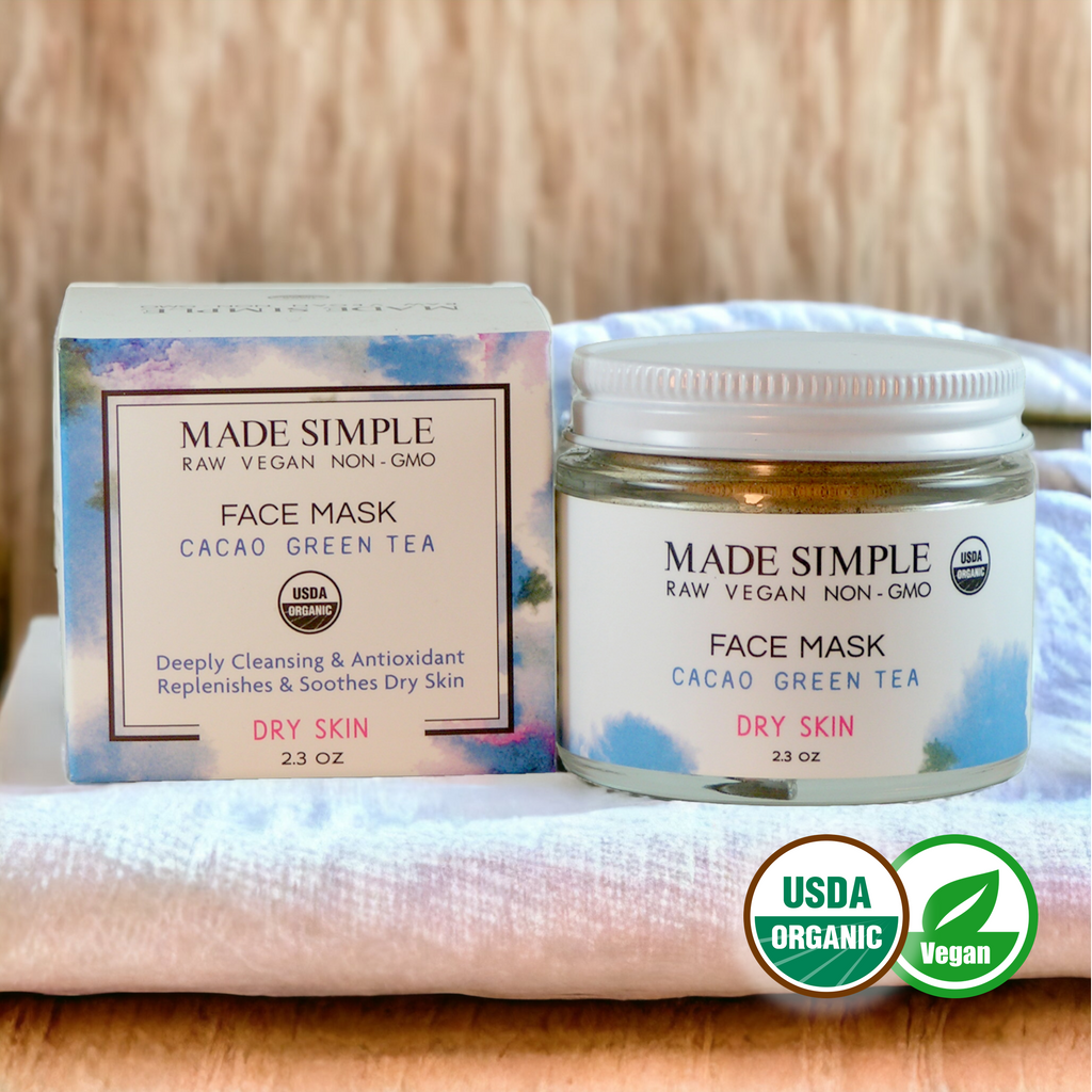 FACE MASK - Cacao Green Tea for Dry Skin - Certified Organic & Vegan