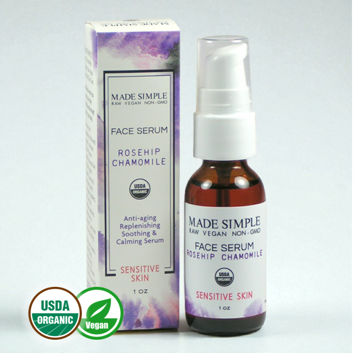 FACE SERUM - Rosehip Chamomile for Sensitive Skin - Organic & Vegan